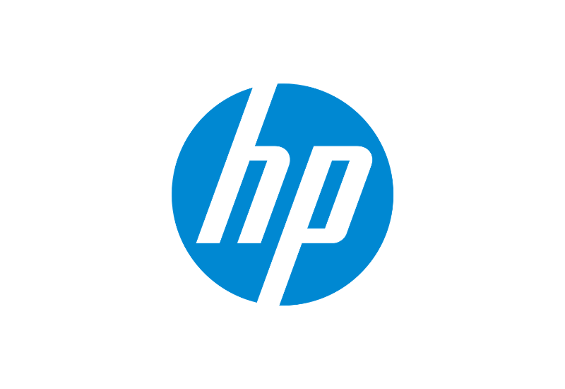HP logo white letter blue background