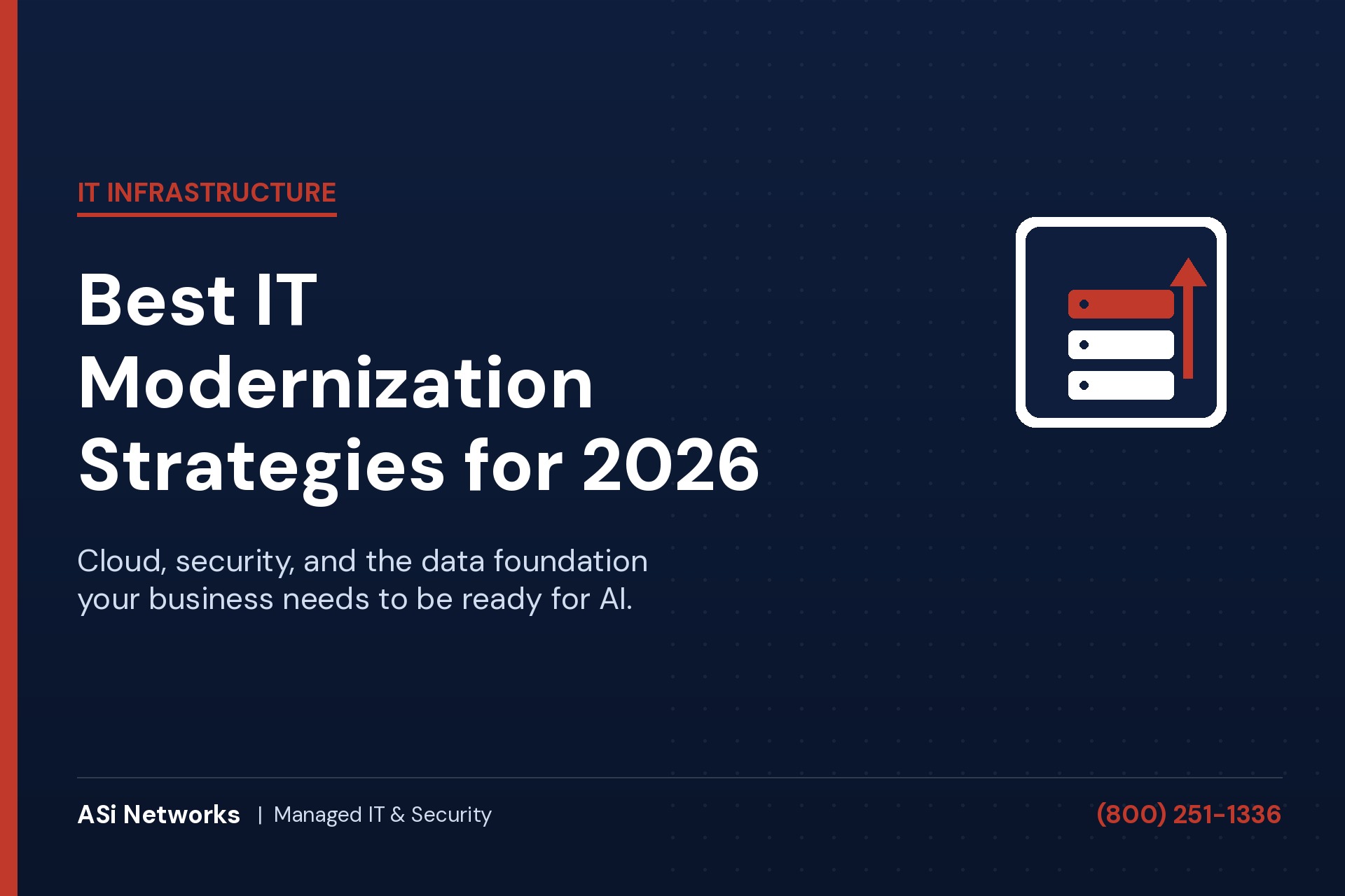 IT infrastructure modernization strategies article image with dark blue background and white title text